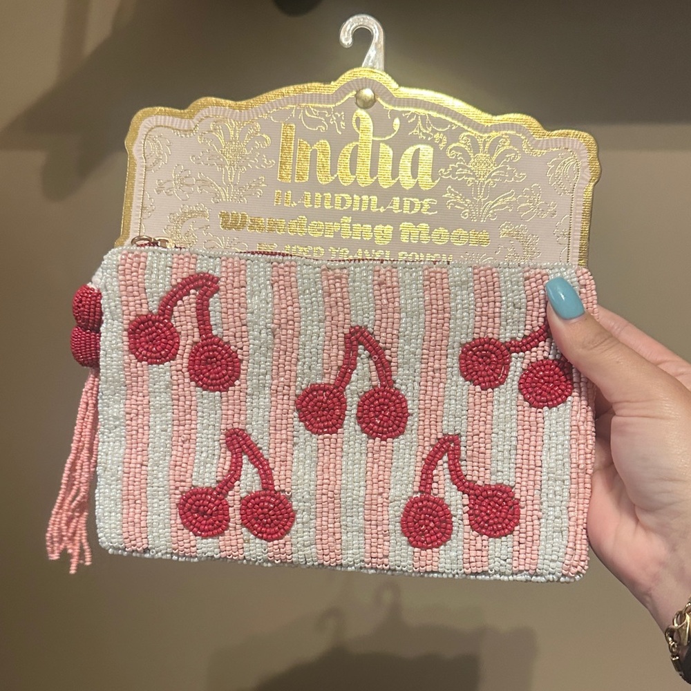 Cherry Beaded Clutch - Pink and Red